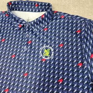 US Open Golf Polo Shirt Men XL The Country Club Houndstooth Blue Performance
